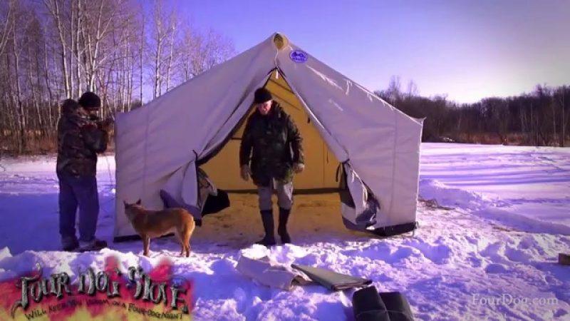 Winter Snow Camping in a Canvas Tent